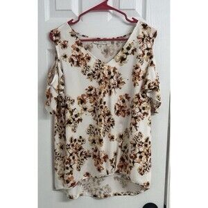 Emaline Floral Cold Shoulder Top Size Large